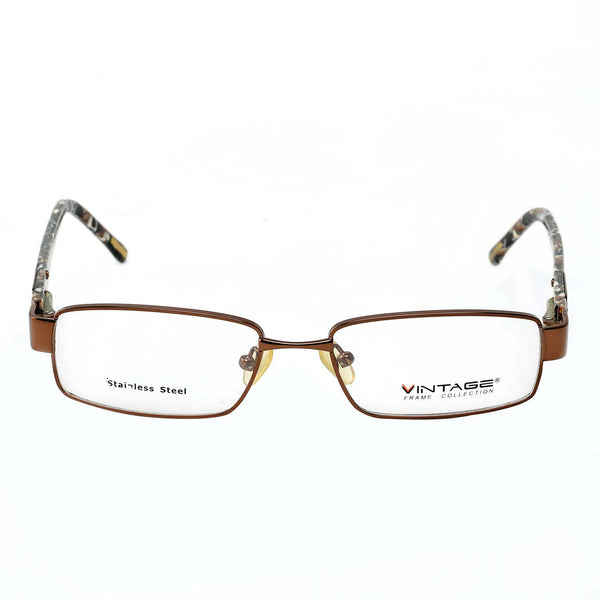 Vintage Copper Arrangement Vintage Copper Frame Demo Lens Full Rim | Spectacle Frames | Premium & Stylish Rectangular Eyeglasses for Men & Women (Small)